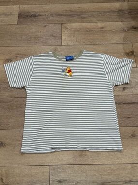 Vintage Winnie The Pooh Adult Striped T Shirt Embroidered READ